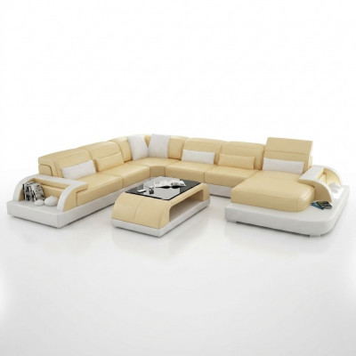 Ecksofa Polstersofa Eckgarnitur Canapé Modern Designer Sofas U-Form Lieder +USB
