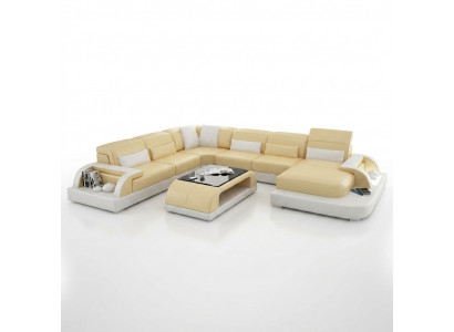 Ecksofa Polstersofa Eckgarnitur Canapé Modern Designer Sofas U-Form Lieder +USB