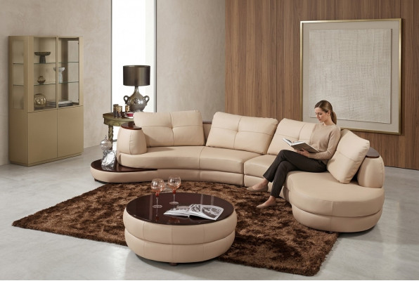 Modernen Rondcanapé Ecksofa Ronnd Eck Polstersofa Sëtz Garnitur Lieder Couch + USB