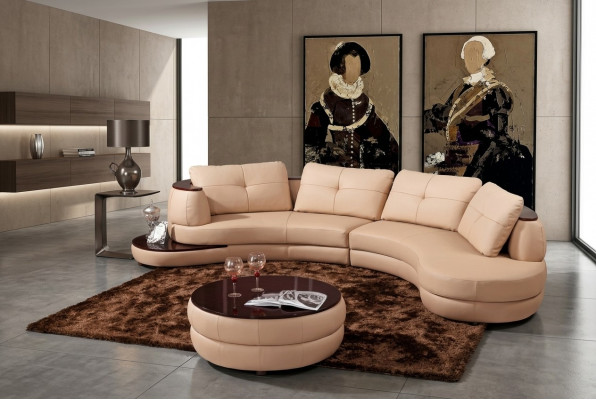 Modernen Rondcanapé Ecksofa Ronnd Eck Polstersofa Sëtz Garnitur Lieder Couch + USB