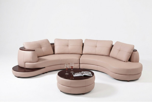 Modernen Rondcanapé Ecksofa Ronnd Eck Polstersofa Sëtz Garnitur Lieder Couch + USB