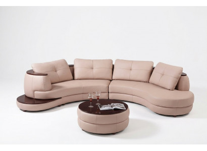 Modernen Rondcanapé Ecksofa Ronnd Eck Polstersofa Sëtz Garnitur Lieder Couch + USB