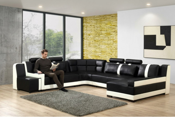 Ecksofa Wohnlandschaft + USB Polster Eckgarnitur Design Canapé Modern Lieder Sofa