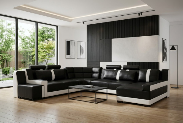 Ecksofa Wohnlandschaft + USB Polster Eckgarnitur Design Canapé Modern Lieder Sofa