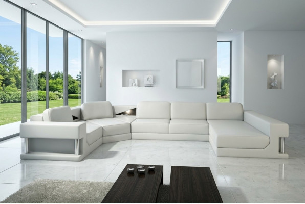 Moderne Lieder Eckcouch Wohnlandschaft + USB Polster Eckgarnitur Design Canapé