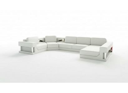 Moderne Lieder Eckcouch Wohnlandschaft + USB Polster Eckgarnitur Design Canapé