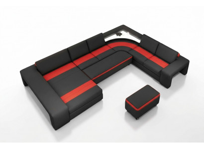 Wunnlandschaft Ecksofa mat LED & USB Sofa Polster Canapé Garnitur U Form Lieder