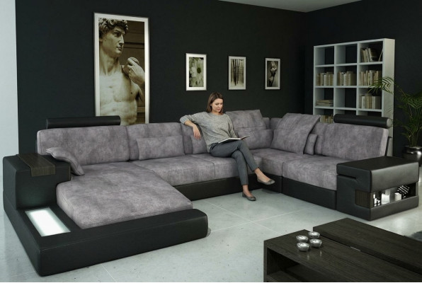 Eckcouch Wunnzëmmer Canapé Ecksofa Sofa Polster Eckgarnitur Wunnlandschaft + USB