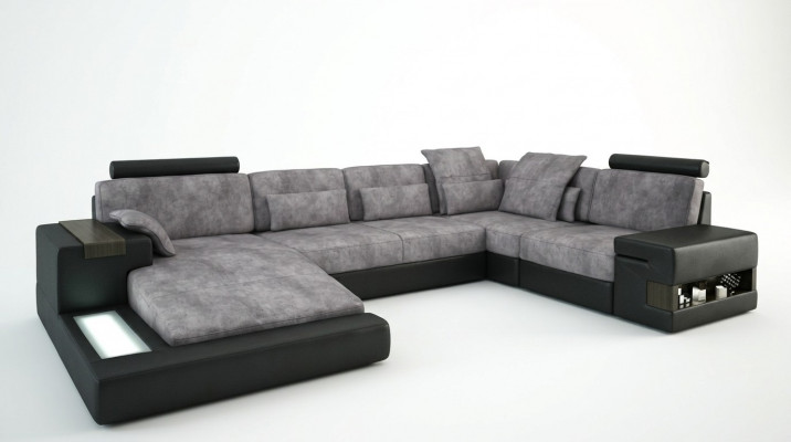 Eckcouch Wunnzëmmer Canapé Ecksofa Sofa Polster Eckgarnitur Wunnlandschaft + USB