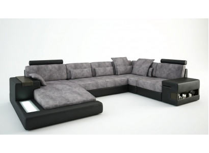 Eckcouch Wunnzëmmer Canapé Ecksofa Sofa Polster Eckgarnitur Wunnlandschaft + USB