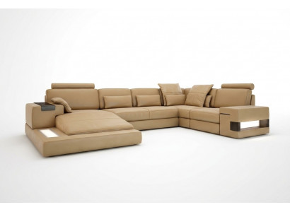 U-Form Sofa Wunnlandschaft U-Form Ecksofa Couch Garnitur Polster Ecksofa mat USB