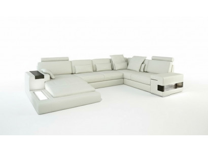 Design Ledersofa Sofa Canapé Polstersëtzkombinatioun XXL Grouss Ecksofa Eck mat USB