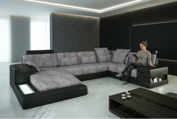 Design Lieder Sofa Couch Polster Garnitur Wunnlandschaft Sofasoen Couchen mat USB