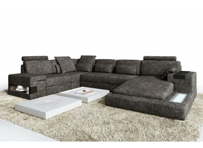 Ecksofa Liederdivan Sofa USB Polster Garnitur Form XXL Grouss Sofas Wunnlandschaft