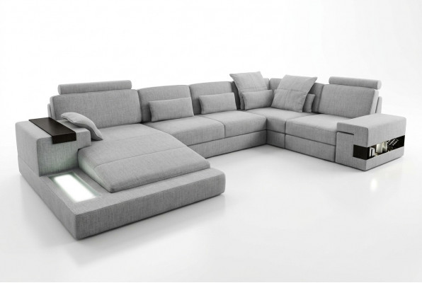 Design Sofa Ecksofa + USB Couch Garnitur Polstersëtz Ecke Canapéë Wunnlandschaft