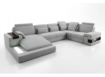 Design Sofa Ecksofa + USB Couch Garnitur Polstersëtz Ecke Canapéë Wunnlandschaft