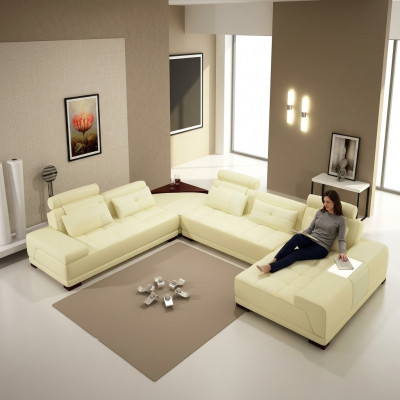 Wunnlandschaft Couch Polster Eck Garnitur Designer Ledersofa Grouss Sofa Nei + USB