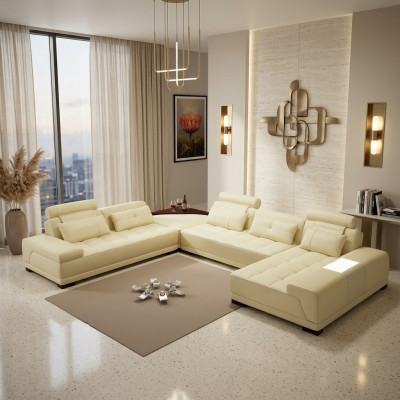 Wunnlandschaft Couch Polster Eck Garnitur Designer Ledersofa Grouss Sofa Nei + USB