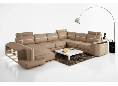 Eis U-fërmeg Ledersofa Modern am exquisite Designerstil.