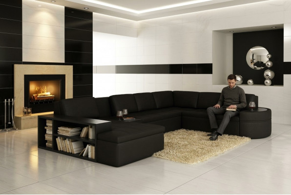 Modern Ecksofa + USB Couch Polster Lieder Design Sofa Garnitur Wunlandschaft Nei