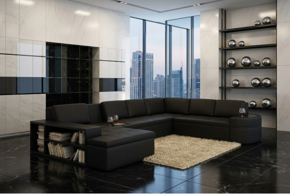 Modern Ecksofa + USB Couch Polster Lieder Design Sofa Garnitur Wunlandschaft Nei