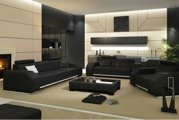Lieder Sofa mat USB Sofa Garnitur 3+2+1 Lieder Couch Polster Sëtz Designer Garnitur