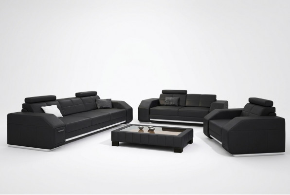 Lieder Sofa mat USB Sofa Garnitur 3+2+1 Lieder Couch Polster Sëtz Designer Garnitur