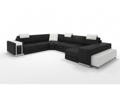Wunnlandschaft Sofa mat USB Couch Polster Ecke XX Grouss Ecksofa Ledersofa Design