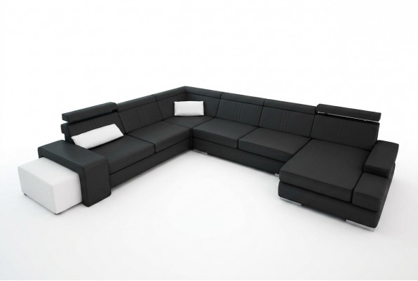 U-Form Sofa mat USB Couch Polster Wunnlandschaft Lieder Eckgarnitur XXL Nei