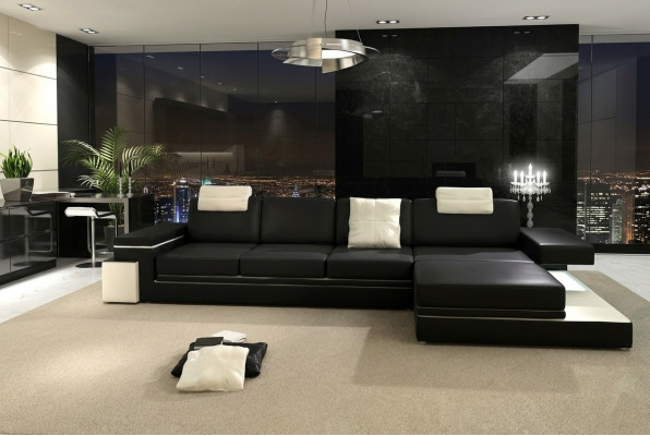 Ledercouch mat USB Wunnlandschaft XXL Ecksitzgarnitur Grousscouch Design Couch Designercouch