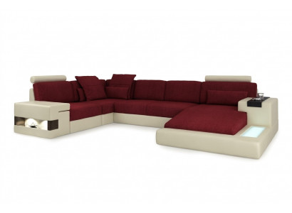 XXL Eckcouch U-Form Liederdivan Sofa Polster Canapé Lieder Textil USB Wunnlandschaft