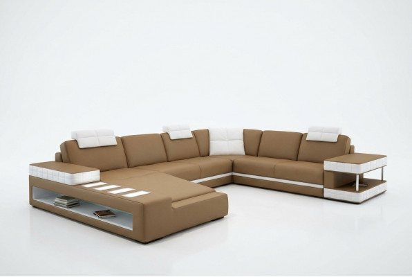 XXL Wunnlandschaft U-Form Liederdivan Polster Ecksoda Soda Canapé Lieder Textil USB