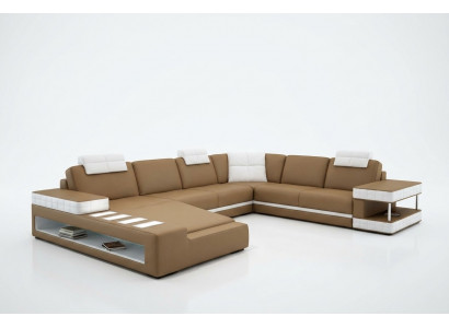 XXL Wunnlandschaft U-Form Liederdivan Polster Ecksoda Soda Canapé Lieder Textil USB