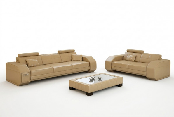 Designer Sofagarnitur Ledersofa USB Set 3+2+1 Garnitur Neit Sofa Couch Garnituren