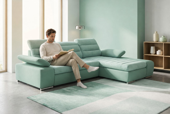 Design Eckcouch Schlofcouch Canapé Lieder Textil Polster Multifunktion Sofas Këscht