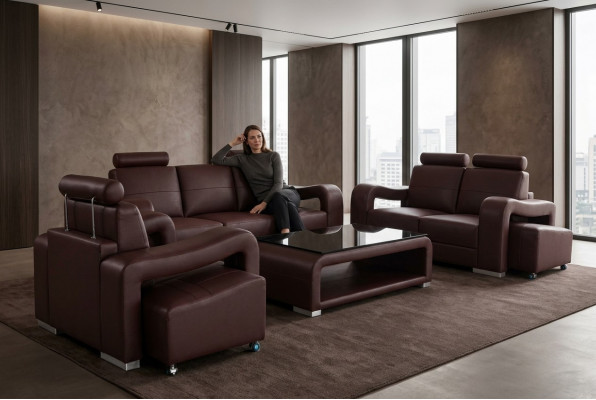 Wunn-Lieder Landschaft Sofa + USB Garnitur Eck-Sofa Sëtz Garnituren Nei Polster.