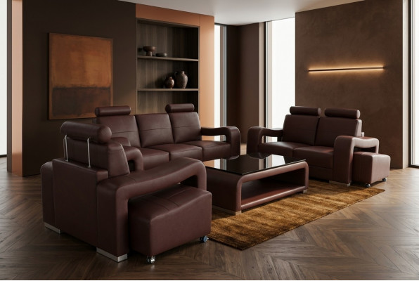 Wunn-Lieder Landschaft Sofa + USB Garnitur Eck-Sofa Sëtz Garnituren Nei Polster.