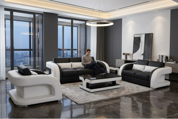 XXL Lieder Wunnlandschaft Garnitur Design Modern Sofa + USB Garnituren 3+2+1 Nei