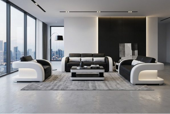 XXL Lieder Wunnlandschaft Garnitur Design Modern Sofa + USB Garnituren 3+2+1 Nei