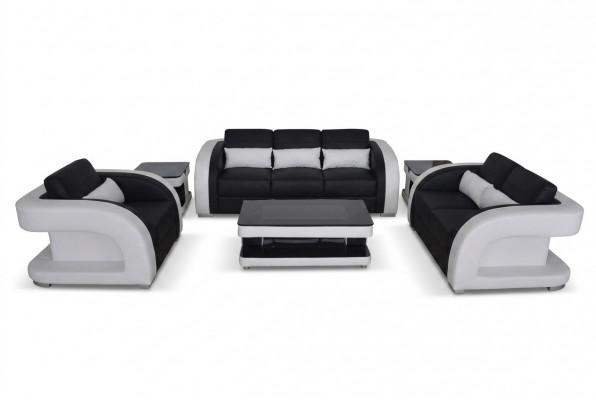 XXL Lieder Wunnlandschaft Garnitur Design Modern Sofa + USB Garnituren 3+2+1 Nei