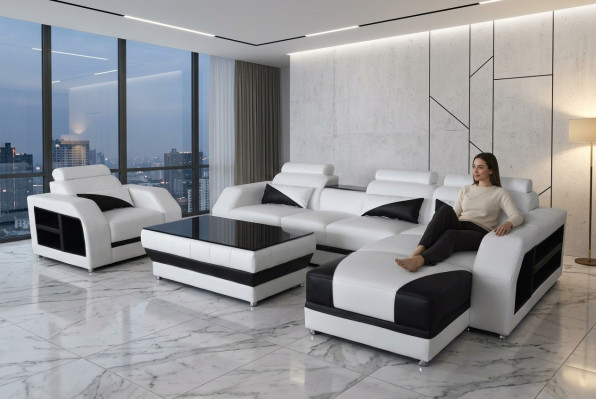 Lieder Ecksofa mat USB Garnitur Sofas Canapéen Polsteren Wunnlandschaft Fotell Eck