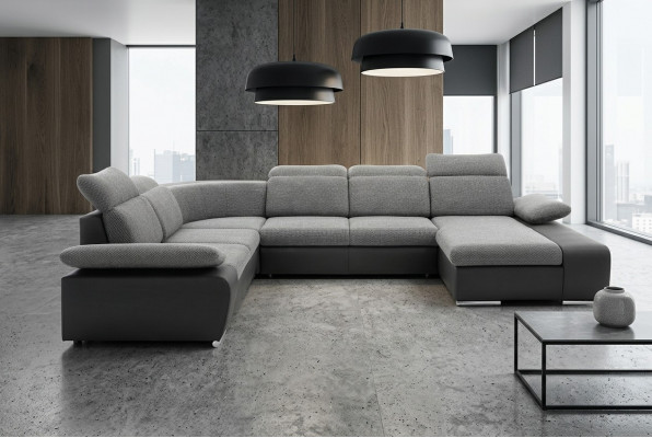 Ecksofa U-Form Eckcouch Sofa Canapé Polster Schloffunktion Canapé
