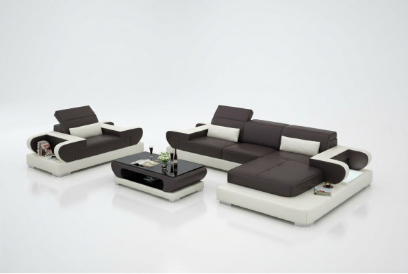 Design XXL Grouss Canapé Ecksofa mat USB Lieder-Sofa Couch Polster Eck Wunnlandschaft