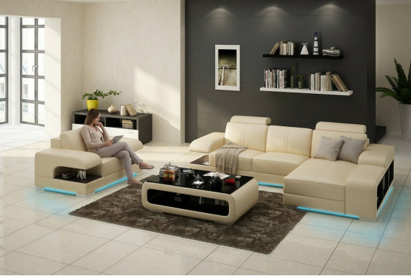 Design Ecksofa Schlofcanapé Multifunktionelle Couch Lieder Textil Polster Canapéen