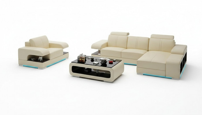 Design Ecksofa Schlofcanapé Multifunktionelle Couch Lieder Textil Polster Canapéen
