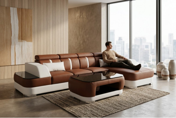 Design Ecksofa L-Form Sofa Couch Polstersofa Schlofssofa Bettfunktioun Textil