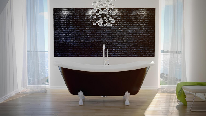 Exklusiv fräistéierend Badewanne, Acrylwanne, Wanne, Bad, 190x77