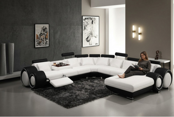 Lieder Sofa Mat USB Canapé XXL Wunnlandschaft Liederkanapé Grouss Sofas Ecksofa