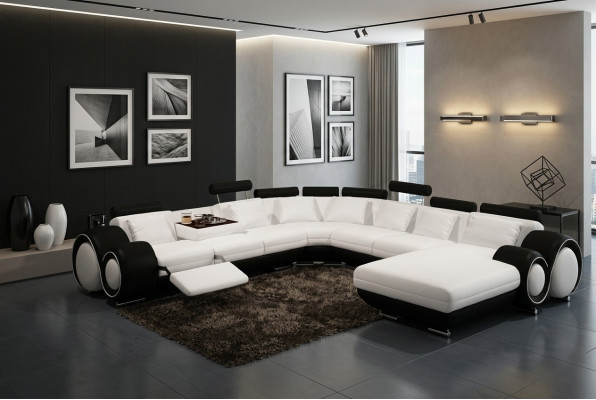 Lieder Sofa Mat USB Canapé XXL Wunnlandschaft Liederkanapé Grouss Sofas Ecksofa