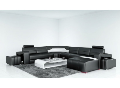 Wunnlandschaft Couch Polster Eck Garnitur Designer Ledersofa Grouss Sofa USB Nei